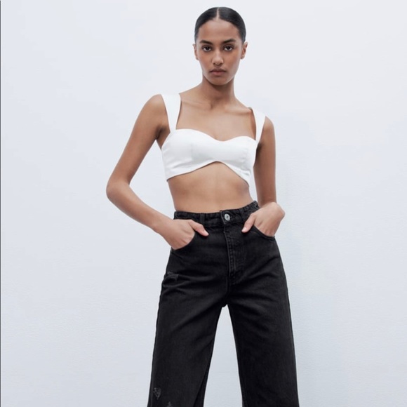 ZARA Ripped Wide Leg Jeans - Picture 4 of 12